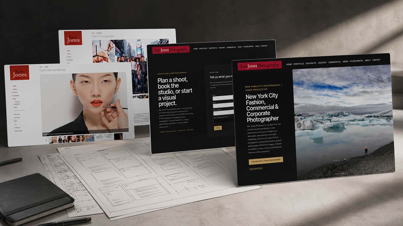 before and after website design for ken jones photography