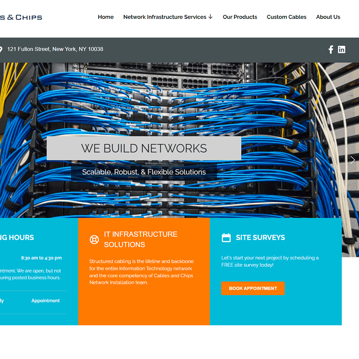 original cables and chips home page before site audit