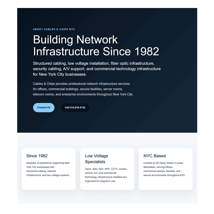 clean html only page written for cables and chips to streamline the site