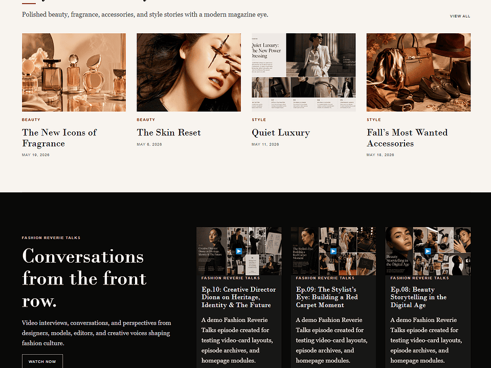 FultonStudio beauty and style photography showcasing fragrance, skincare, and fashion accessories.