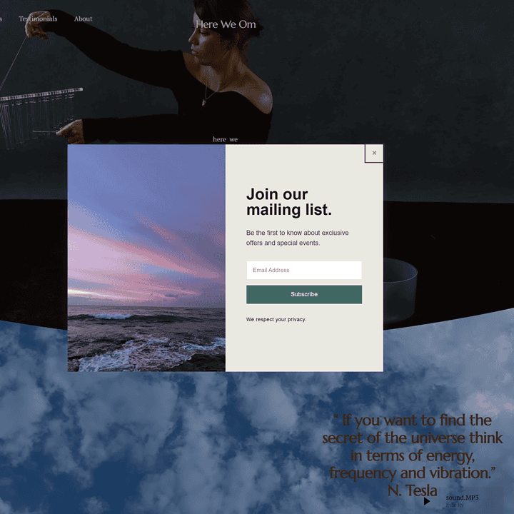 Join our mailing list for exclusive offers