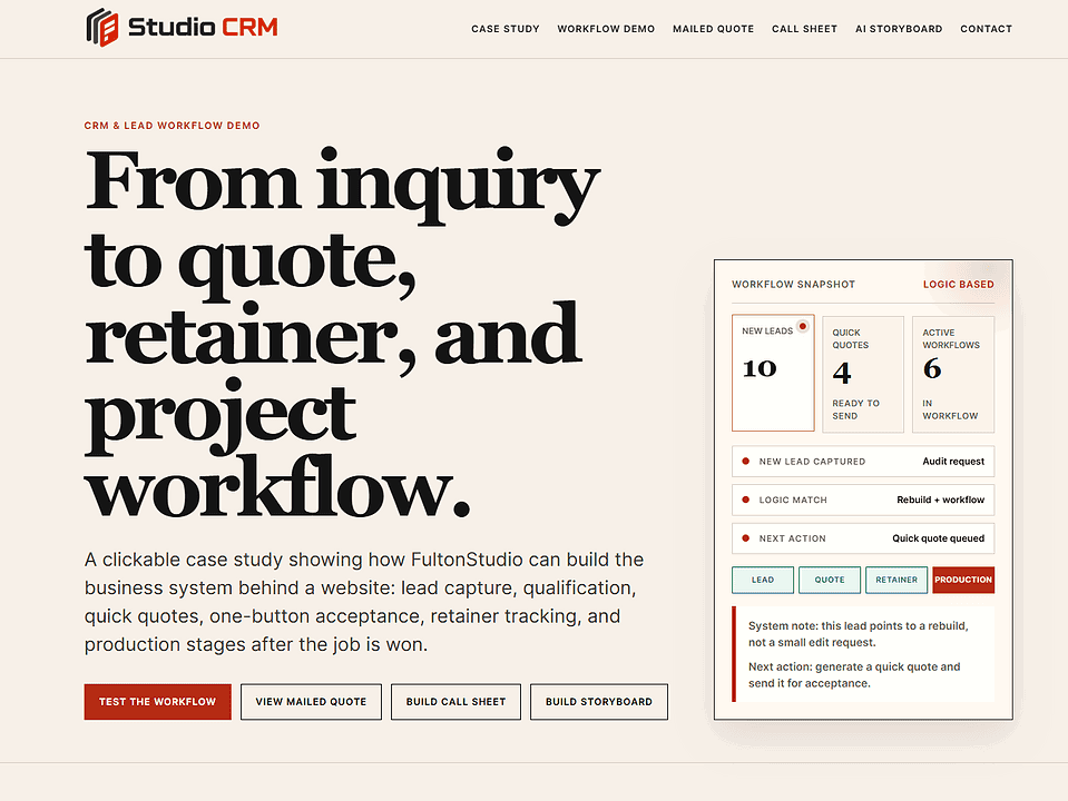 image of the prototype design for the crm