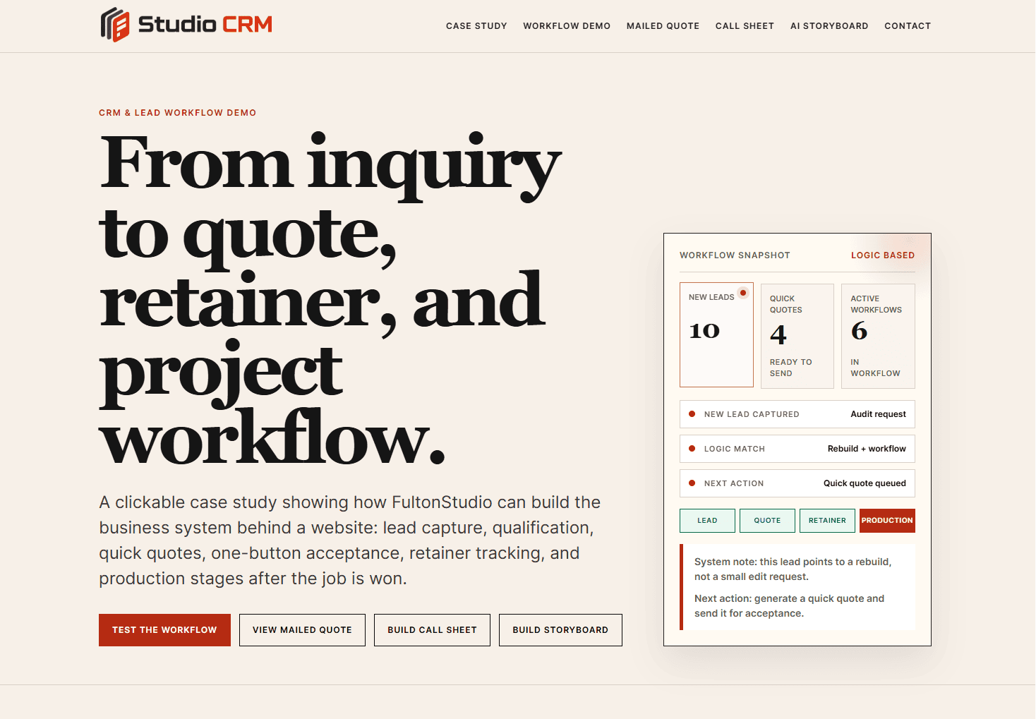 image of the prototype design for the crm
