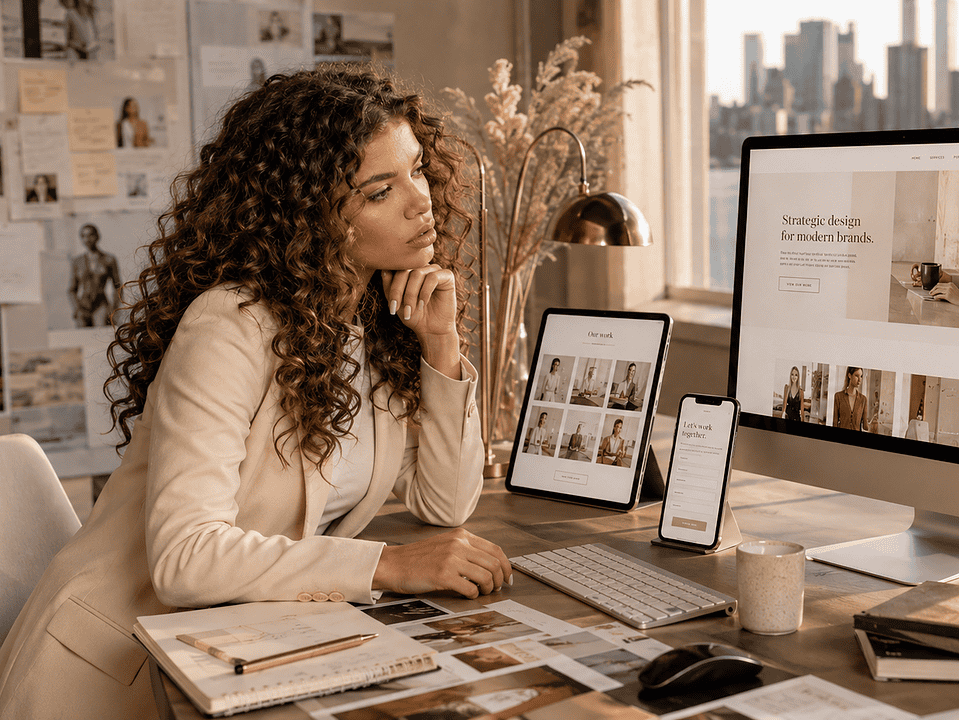 Business owner reviewing website inquiry problems and customer path notes.