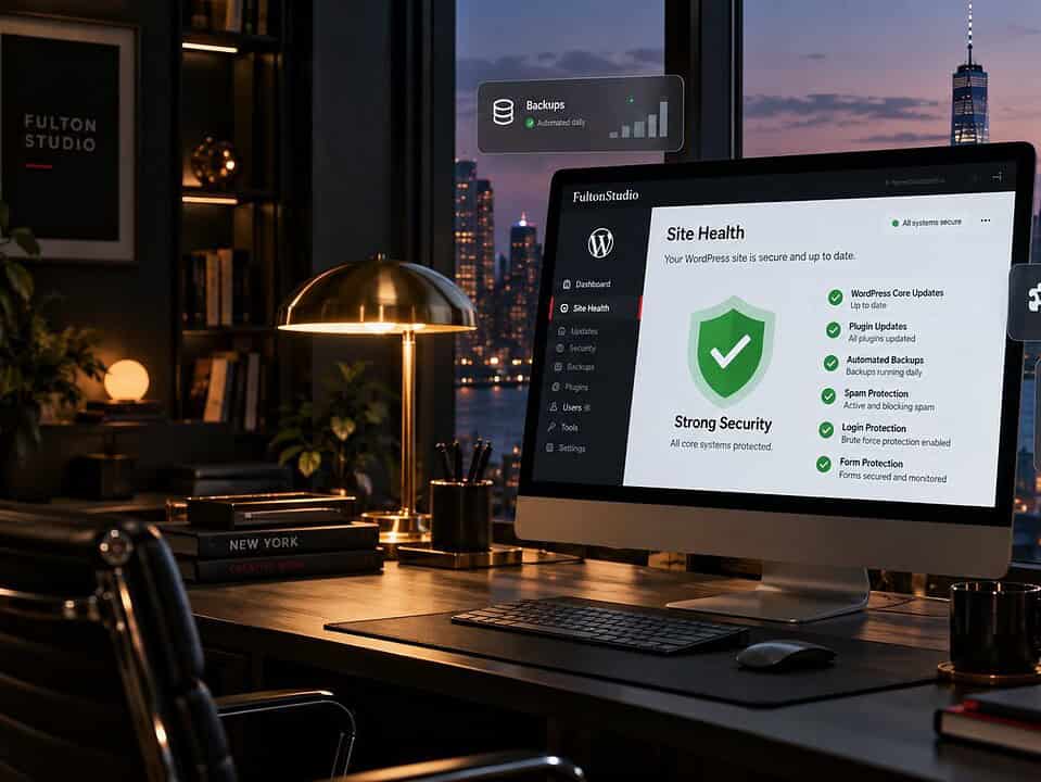 Illustration of a secured business website and email inbox